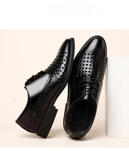 Black Hollowed Out Business Leather Shoes