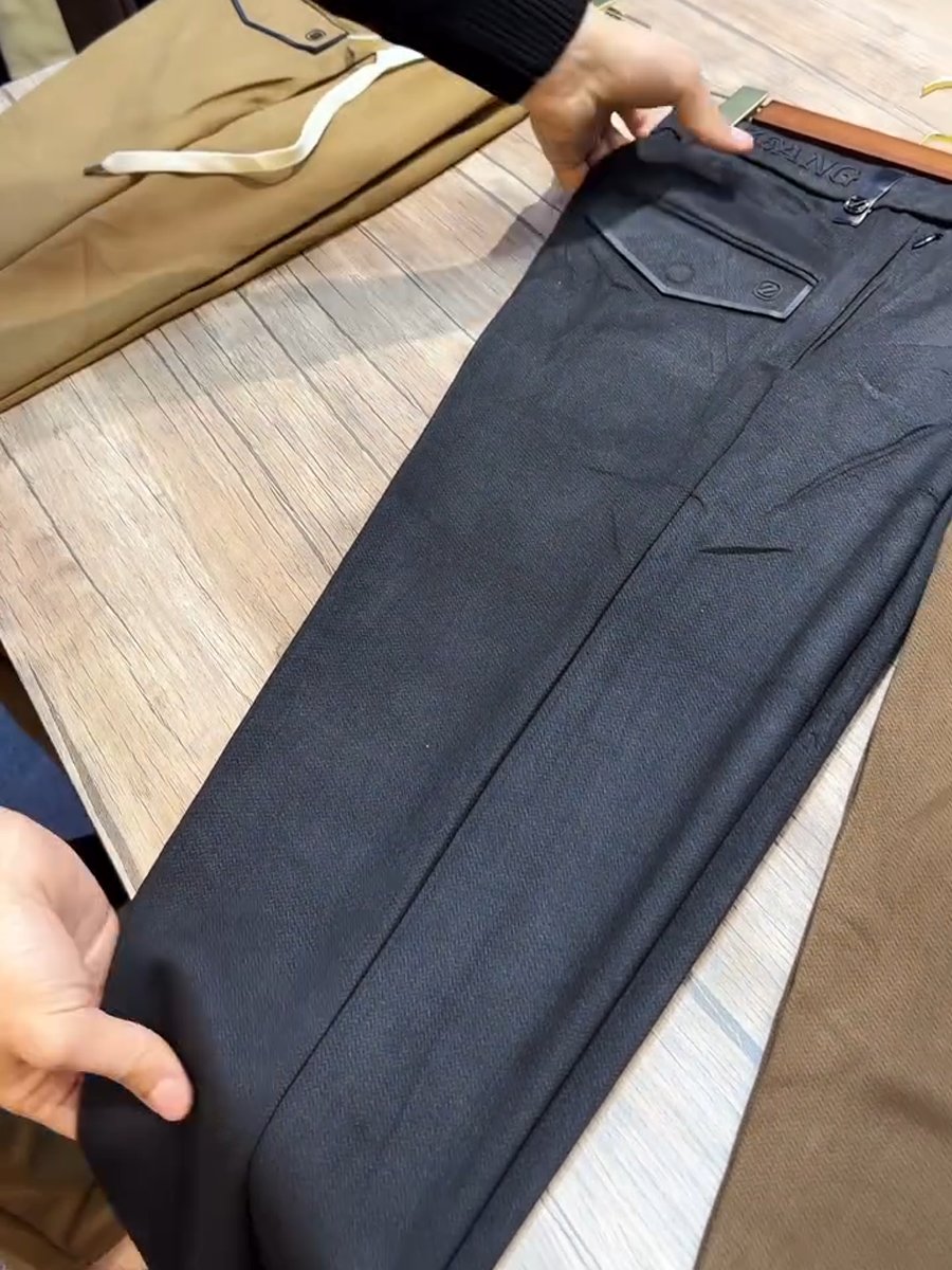 Men's Autumn and Winter Wool Elastic Slim Fit Trousers