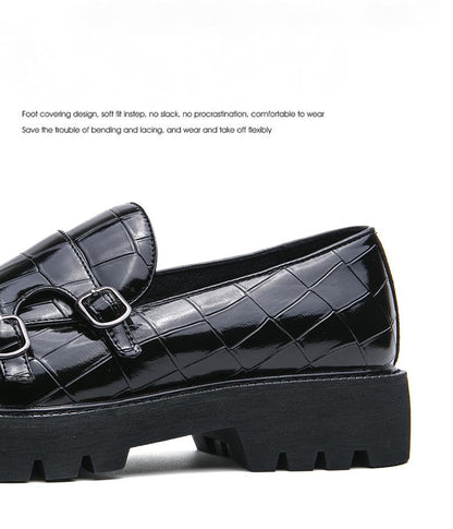 New Double Pin Buckle Patent Leather Loafers