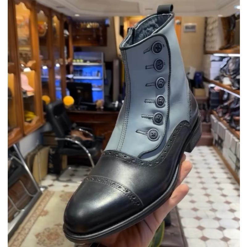 Men's Retro Button Boots