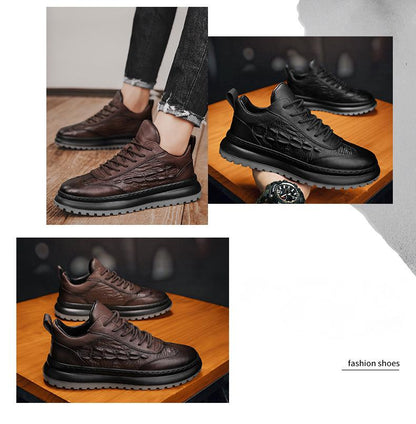 ✅High -quality Dedication✅New Men's Crocodile Pattern Genuine Leather Casual Shoes