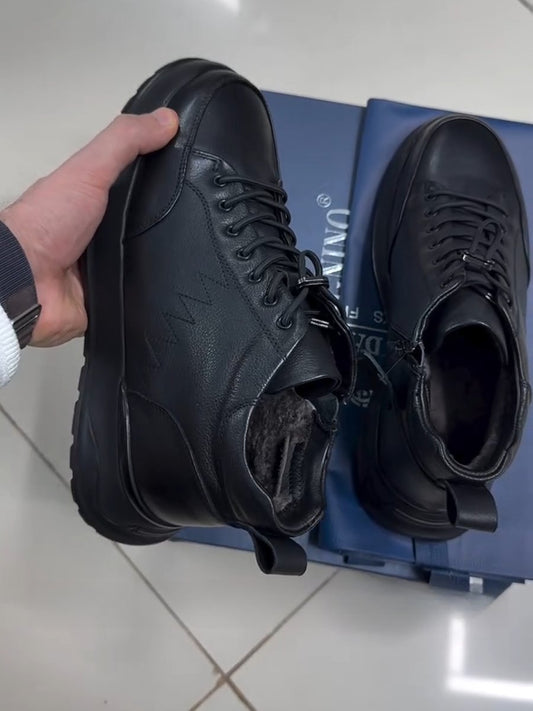 Men's genuine leather height increasing ankle boots