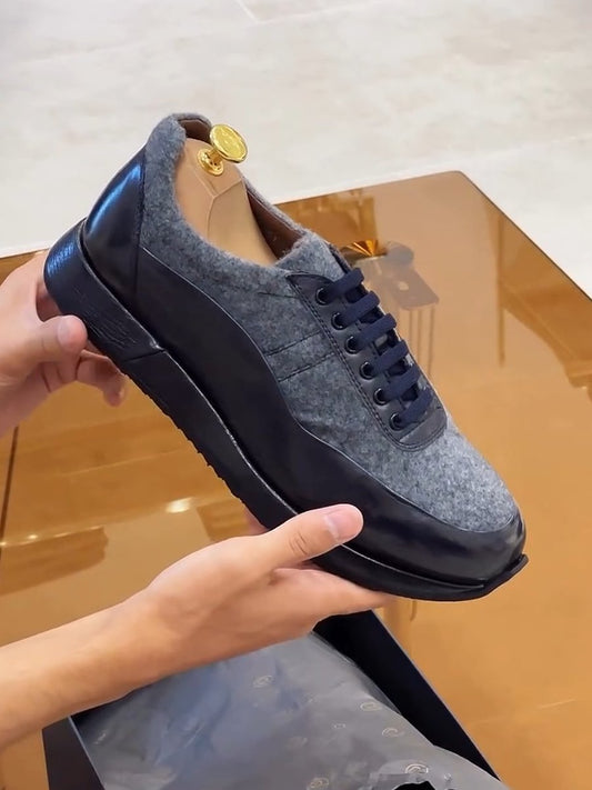 Men's fur patchwork sneakers