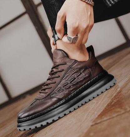 ✅High -quality Dedication✅New Men's Crocodile Pattern Genuine Leather Casual Shoes