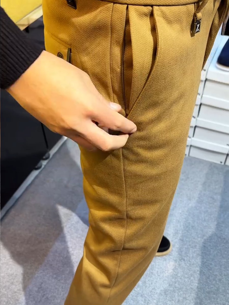 Men's Autumn and Winter Wool Elastic Slim Fit Trousers