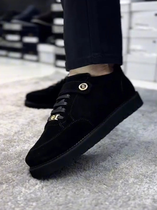 Men's fur hard ground Velcro casual shoes