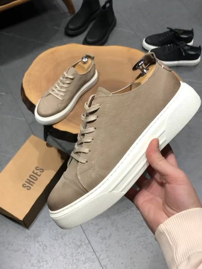 ✅High -quality Dedication✅Classic Men's Khaki Handmade Leather Casual Shoes