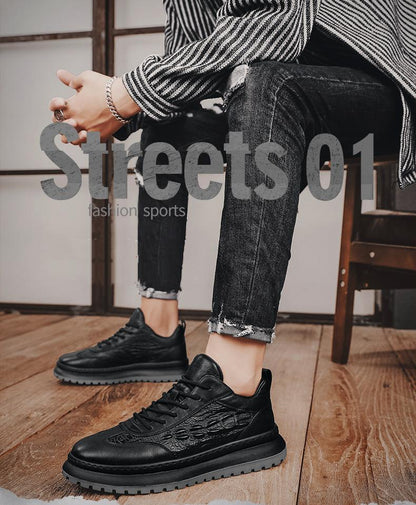 ✅High -quality Dedication✅New Men's Crocodile Pattern Genuine Leather Casual Shoes